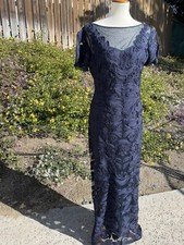JS Collections NWT Navy Formal Soutach Embellished Illusion Sweetheart Gown-10