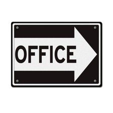 Aluminum Horizontal Metal Sign Office Right Arrow Business Directional Black