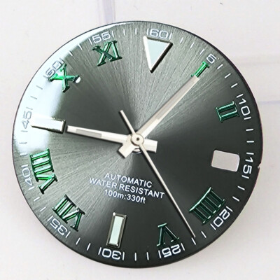 29mm Bliger Gray Dial Green mark Sunburst Roman Fit NH35 NH36 Watch For Men Part
