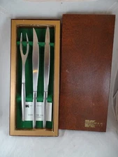 Vtg Kalmar Design Carving Set with Box Italy Modern Stainless Steel 3 Piece MCM