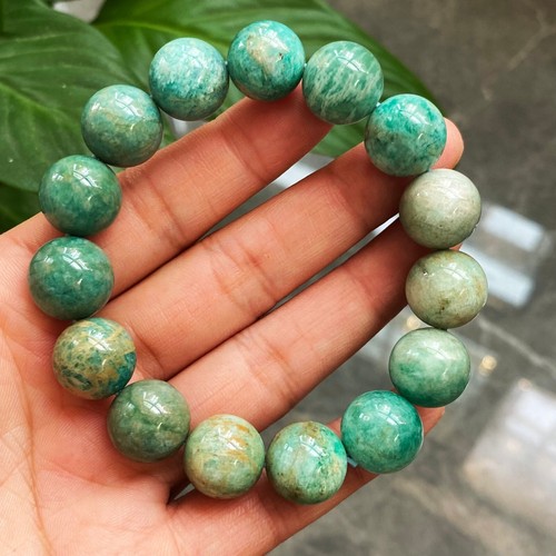 13.3mm Natural Old Amazonite Quartz Crystal Beads Bracelet C152 - Picture 5 of 6