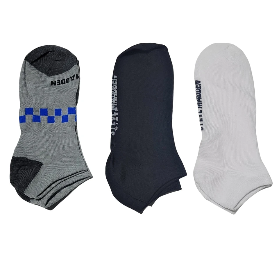 Steve Madden Calcetines Para Hombre Grandes Negro Blanco Gris Corte Bajo 6-12.5 No Show Paquete de 8 Nuevos Foto 2 de 4