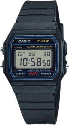 #ad Casio F91W 1 7 Year Battery Chronograph Watch Black Resin Strap Alarm NEW $21.95