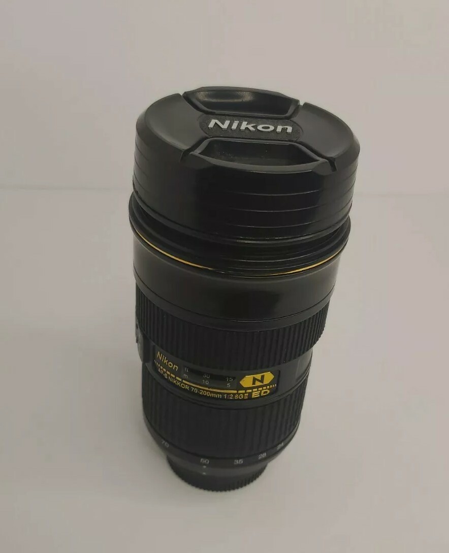 Nikon Nikkor Camera Lens 24-700mm Insulated Black 12oz Tumbler Mug
