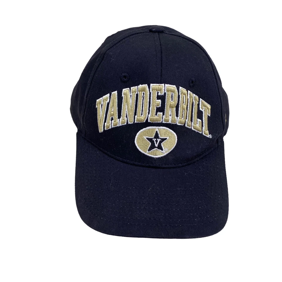 Vanderbilt Zephyr Unisex Baseball Hat Cap Black Snap Back w/Gold Embroidery Logo - Image 2 of 4