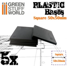 5x Plastic Square Bases 50x50mm - Black Basing Wargames Miniatures