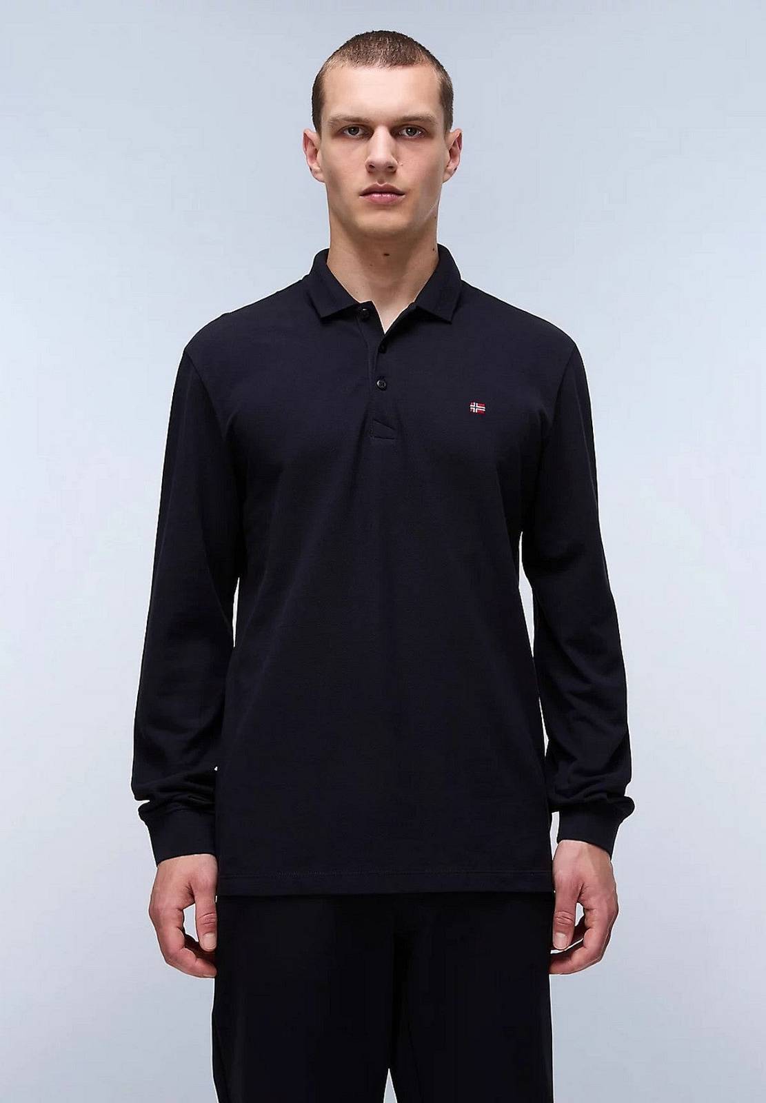 Напапиджри Поло Ls Ealis Nero - Taglia XXL Abbigliamento Uomo Поло Манише Лунге