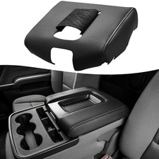 Fit 2014-2018 Silverado Sierra 1500 Console Lid Armrest Black Cover Gray Stitch