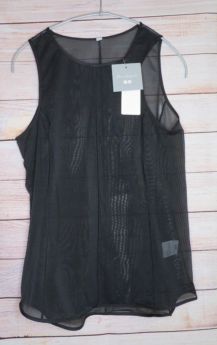 Mame Kurogouchi Uniqlo Women Sheer Sleeveless Top Black M