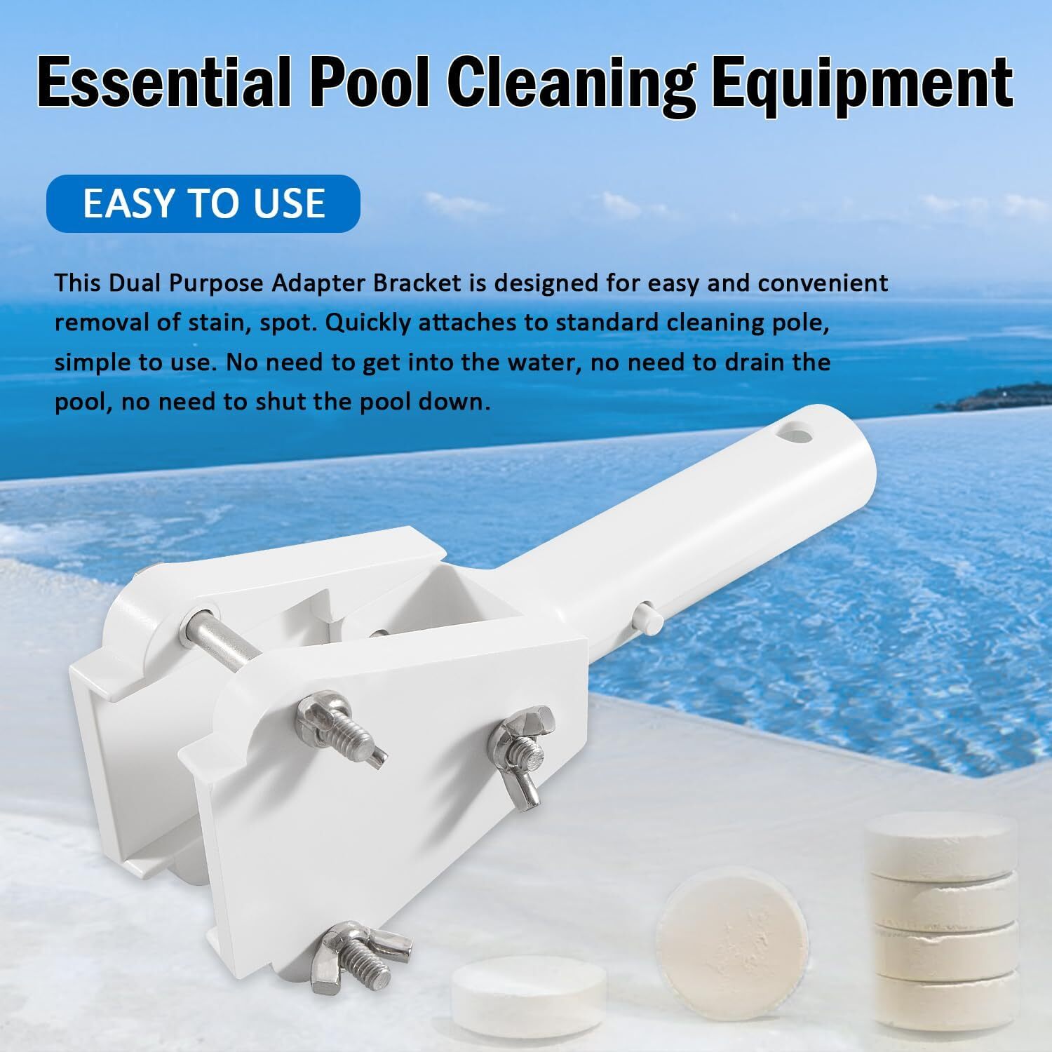 Tablet Holder w/ Snap-Adapt Handle for Most Standard Telescopic Pool Pole 542068