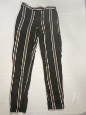 Theory Women's Pull On Trouser Pant Tervin Latter Stripe Size S Green Gold Blue