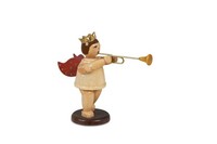 Engel Mit Aidatrompete Mit Krone / Natur HöHe Ca 6,5Cm NEU Holzengel Holzfigur