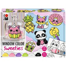 MARABU KiDS Window Color Set mit SWEETIES Motiven 6 x 25ml Fenster Bilder neu