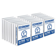 1 Inch 3 Ring Binders, Economy round Ring, Clear View Cover, 200 Sheet Capacity