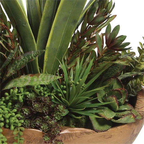 Uttermost Salar Polyester Foam and Teak Wood Succulents In Bronze/Green/Yellow - Picture 2 of 2