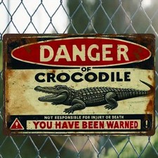 Alligator Metal Sign Aluminum Sign 8x12 Vintage Retro Funny Warning