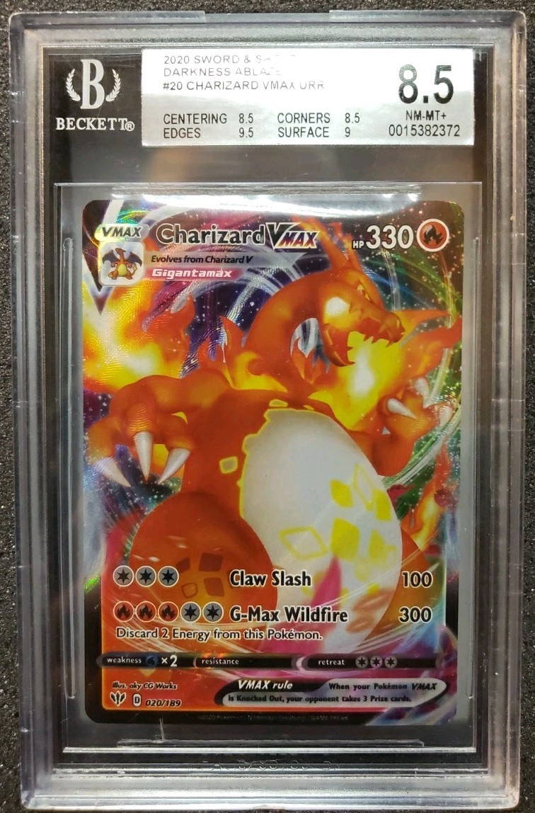 2020 Pokémon Charizard VMAX Darkness Ablaze BGS 8.5 NM-MT+ FA