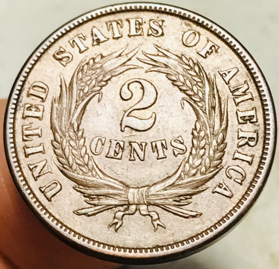 1864 Two Cent Piece 2C FULL MOTTO Ungraded Civil War Date US Copper Coin CC28203 - Image 4 of 4