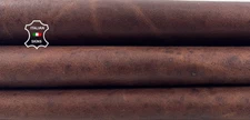 BROWN ANTIQUED WAXY VINTAGE LOOK Italian Lambskin Leather 4+sqf 0.9mm #C6145