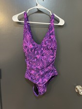 TYR One Piece Swimsuit Adult Womens Sz 8 Purple Beach Summer Tropical