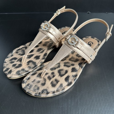 #ad NWOB GBG Los Angeles Gold Cheetah Print Leedia T strap Thong Sandals Women#x27;s 10 $39.99