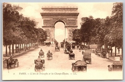 Vintage Paris Postcard L'Arc de Triomphe & Champs-Élysées Scenic View B268