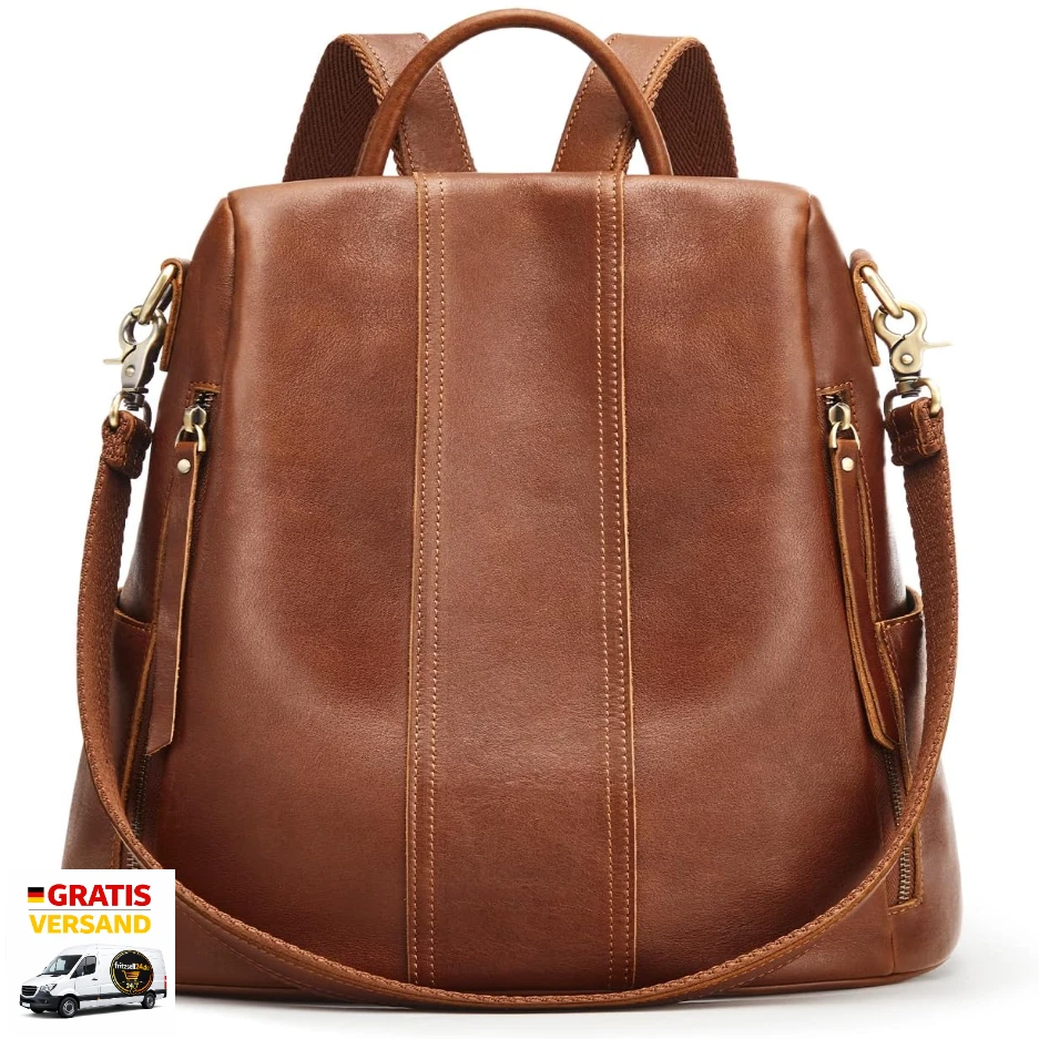 dame rucksack wasserdicht weiches echtleder anti diebstahl mode schultasche