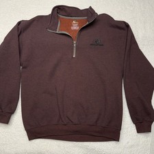Mossy Oak Men's L Brown Quarter Zip Pullover Fleece Sweater