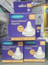 3 Packs 6 Total Lansinoh Natural Wave Nipples - Fast Flow -NaturalWave Tetinas