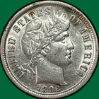 1892 Barber Dime Almost Uncirculated AU Coin, Faint Cleaning #36610