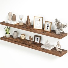 Floating Shelves 55.1" W x 9.3" D Rustic Set 55.1"Wx9.3"Dx1.5"H,Set of 2 Brown