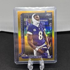 2025 Topps Chrome Football Lamar Jackson Image Variation True Gold /50 #24