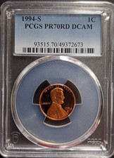 1994 S 1C Lincoln Cent Proof PCGS PR70DCAM#197
