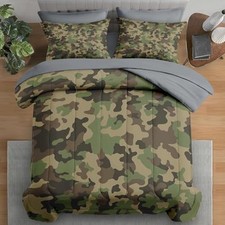 Comforter Set Queen Size, Military Hunting Camouflage 7 Pcs Bedding for Kids