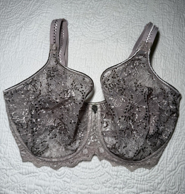 Empreinte Bra 30G Gray Lace Unlined Underwire Adjustable Straps Designed France
