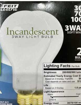 FEIT ELECTRIC Fiet electric 30/70/100 3 way bulb 2pk
