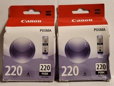 Lot of 2 Genuine Canon PGI-220BK Black Ink Cartridges 220 PGBK
