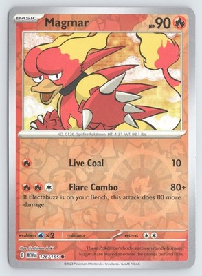 Magmar 126/165 Pokemon 151 Reverse Holo Common Near Mint