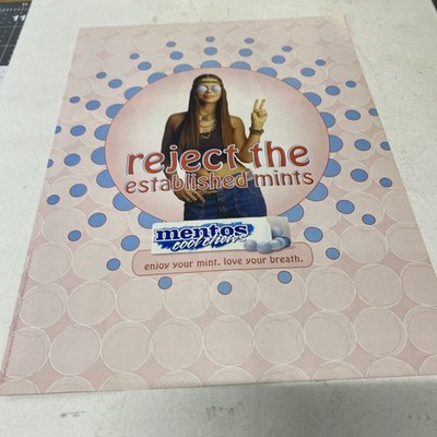 2001 Vintage Print AD - MENTOS AD - Reject The Established Mints Hippie Chick