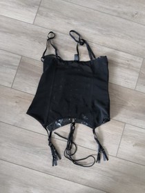 Vintage Ann Summers Black PVC Open Cupless Corset Basque Top Size 10-14