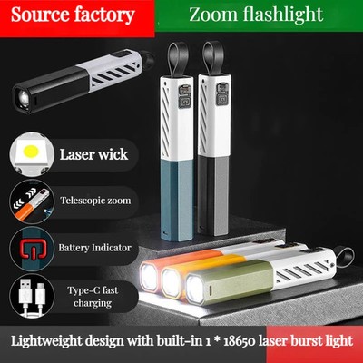 2 PCS New Upgraded Multi Functional Variable Focus White Laser Strong Flashlight