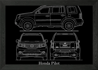 #ad #ad Honda Pilot 2013 Blueprint Framed Wall Art Poster Canvas Print Picture GBP 16.99
