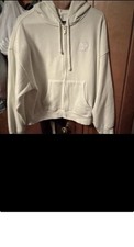Victoria's Secret PINK Ivory Full Zip Hoodie Crew Neck Long Sleeve M