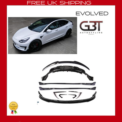 BODY KIT FÜR TESLA MODEL 3 BODYKIT FRONTLIPPE DIFFUSOR SEITENSCHWELLER GLANZ SCHWARZ 17+