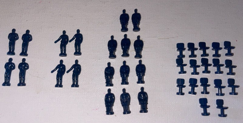 (36) Miniature Tiny Little Blue Men - Men Sitting - Chairs - Game Pieces? Police