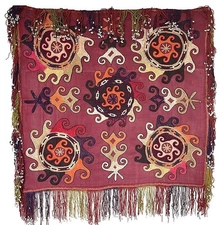 VINTAGE CENTRAL ASIAN  UZBEK LAKAI SILK EMBROIDERY FOR WALL DECORATION