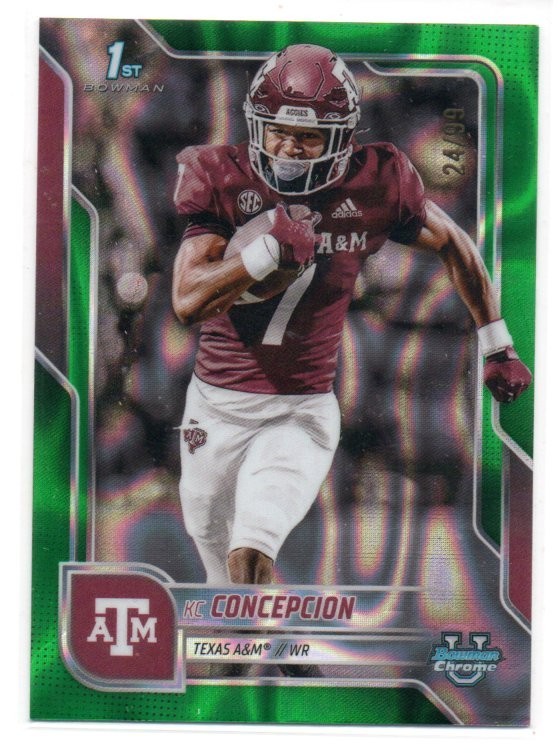 2025 Bowman Chrome U KC Concepcion 1st Green Lava Refractor /99 Texas A&M rookie