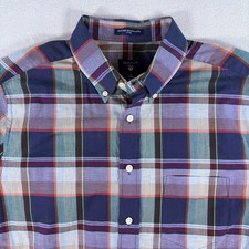Gant Heather Broadcloth Shirt Mens Large L Fitted Plaid Button Down Multi Color