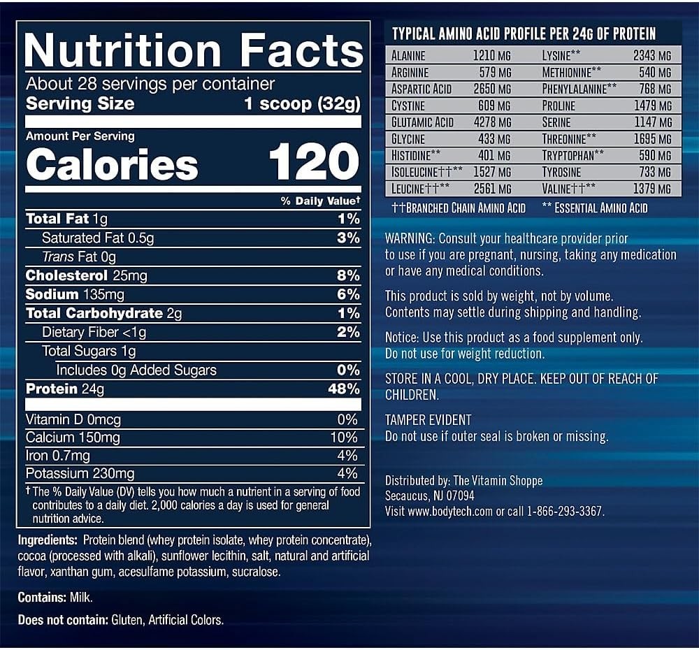 Whey Tech Pro24 2 lbs Rich Chocolate Powder - 32 Servings for Lean Muscle Gain