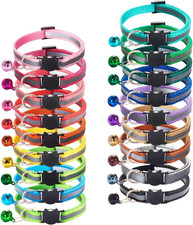18Pcs Reflective Cat ID Collars with Bell Adjustable 19-32cm, Soft Nylon Adjusta